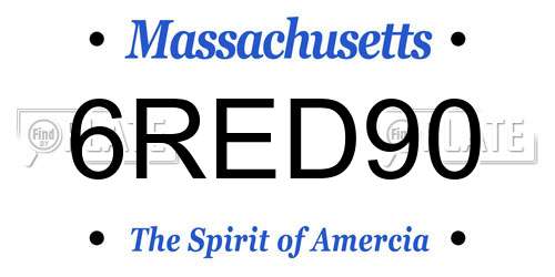 6RED90 Massachusetts License Plate