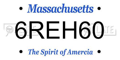 6REH60 Massachusetts License Plate