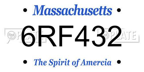 6RF432 Massachusetts License Plate