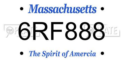 6RF888 Massachusetts License Plate