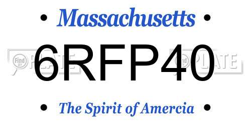 6RFP40 Massachusetts License Plate