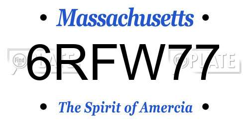 6RFW77 Massachusetts License Plate