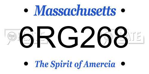 6RG268 Massachusetts License Plate