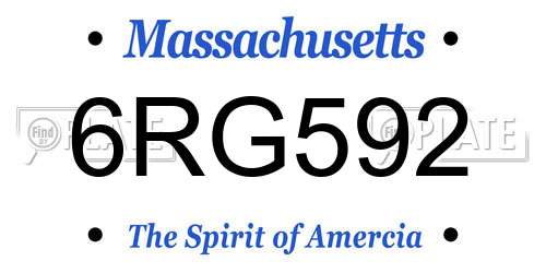 6RG592 Massachusetts License Plate