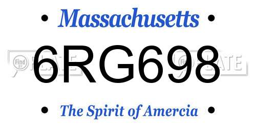 6RG698 Massachusetts License Plate