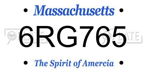 6RG765 Massachusetts License Plate