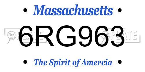 6RG963 Massachusetts License Plate