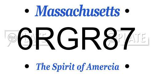 6RGR87 Massachusetts License Plate