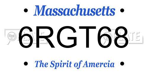 6RGT68 Massachusetts License Plate