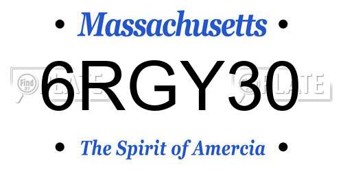 6RGY30 Massachusetts License Plate
