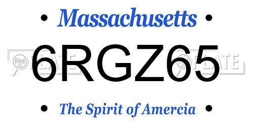 6RGZ65 Massachusetts License Plate