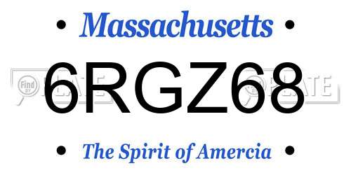 6RGZ68 Massachusetts License Plate