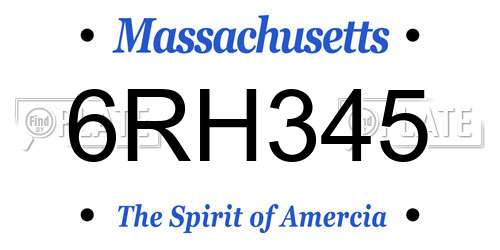 6RH345 Massachusetts License Plate