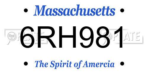 6RH981 Massachusetts License Plate