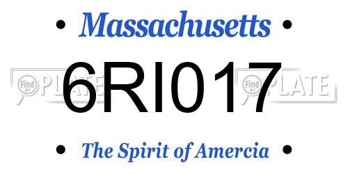 6RI017 Massachusetts License Plate