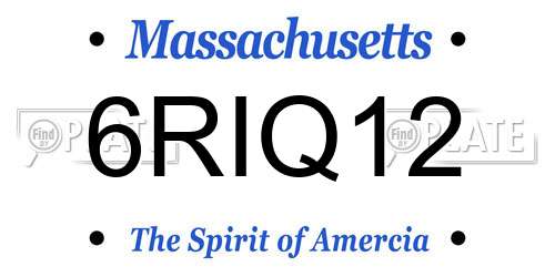 6RIQ12 Massachusetts License Plate