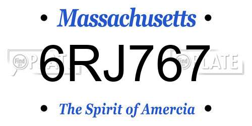 6RJ767 Massachusetts License Plate