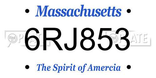 6RJ853 Massachusetts License Plate