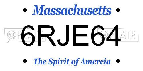 6RJE64 Massachusetts License Plate