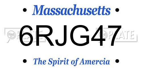 6RJG47 Massachusetts License Plate
