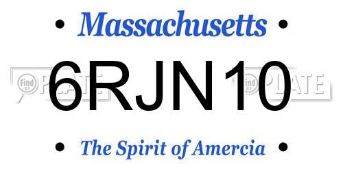 6RJN10 Massachusetts License Plate