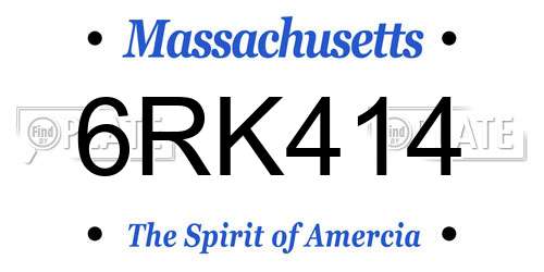 6RK414 Massachusetts License Plate