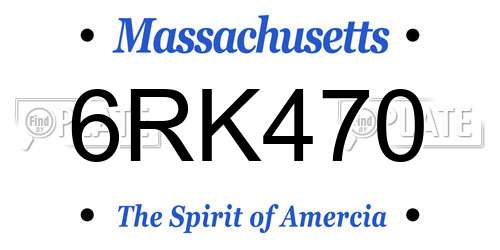 6RK470 Massachusetts License Plate