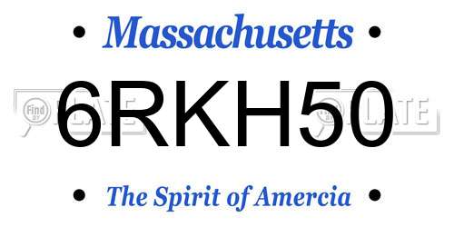 6RKH50 Massachusetts License Plate