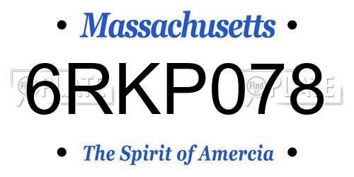 6RKP078 Massachusetts License Plate