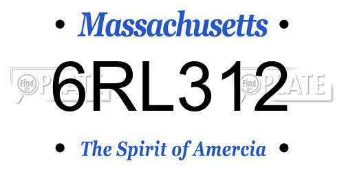6RL312 Massachusetts License Plate