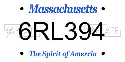 6RL394 Massachusetts License Plate