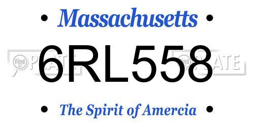 6RL558 Massachusetts License Plate