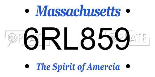 6RL859 Massachusetts License Plate