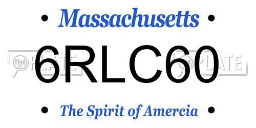 6RLC60 Massachusetts License Plate