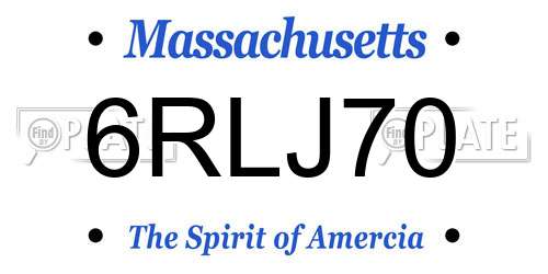 6RLJ70 Massachusetts License Plate