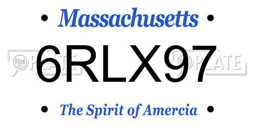6RLX97 Massachusetts License Plate