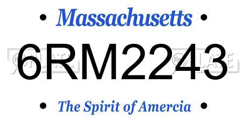 6RM2243 Massachusetts License Plate