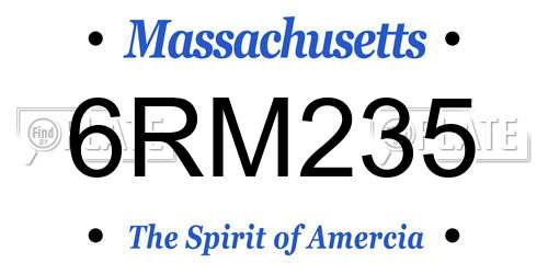6RM235 Massachusetts License Plate
