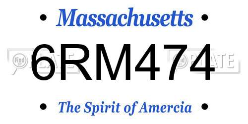 6RM474 Massachusetts License Plate