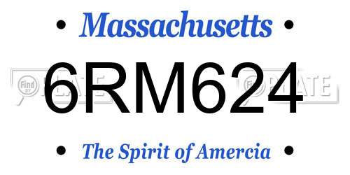 6RM624 Massachusetts License Plate
