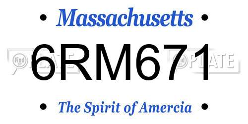 6RM671 Massachusetts License Plate