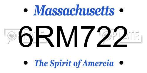 6RM722 Massachusetts License Plate