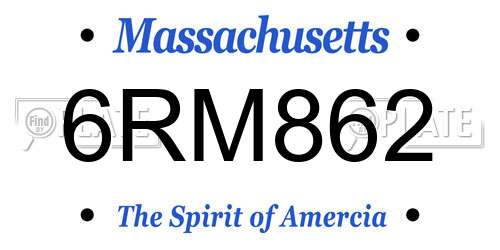 6RM862 Massachusetts License Plate