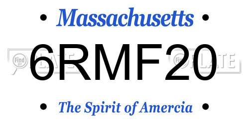 6RMF20 Massachusetts License Plate