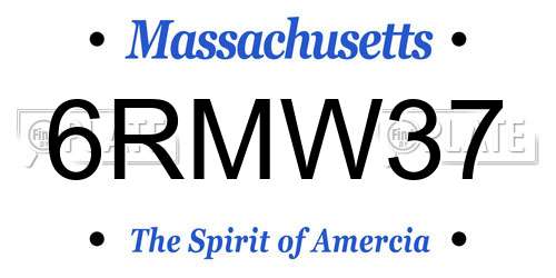6RMW37 Massachusetts License Plate