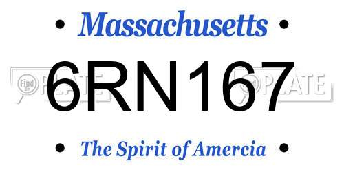 6RN167 Massachusetts License Plate
