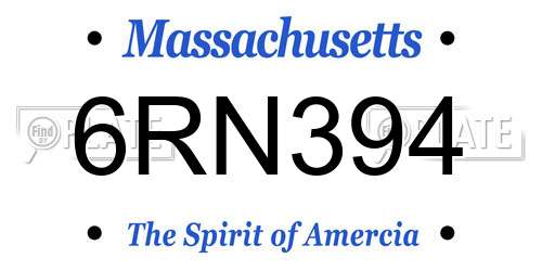 6RN394 Massachusetts License Plate