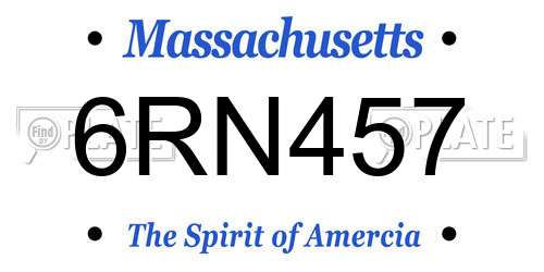 6RN457 Massachusetts License Plate