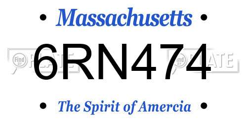 6RN474 Massachusetts License Plate