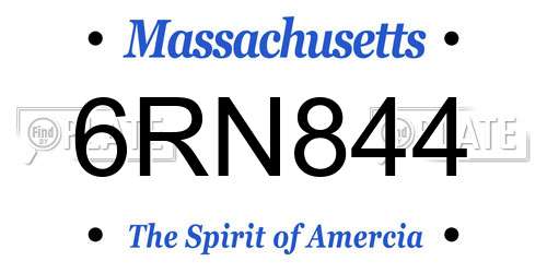 6RN844 Massachusetts License Plate